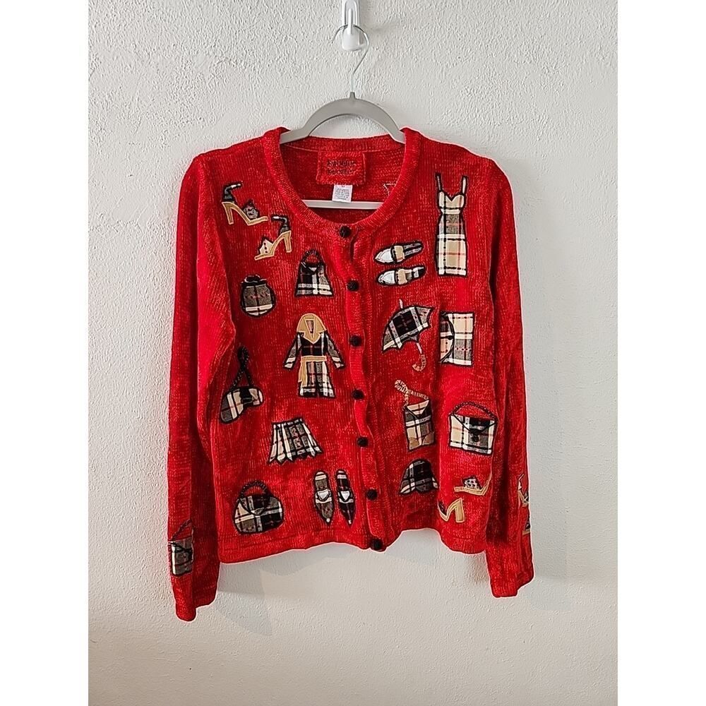 Art Deco Nova Checm Sweater Women's Artistic Ugly Sweater Medium Cardigan M